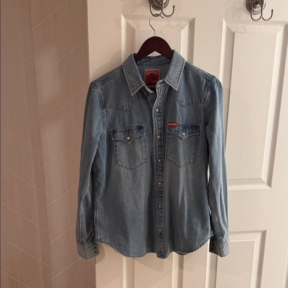 Sendero Light Blue Denim Western Shirt